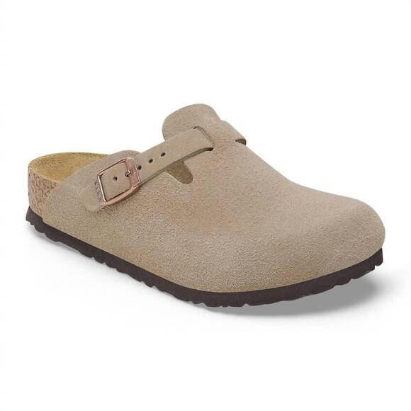 NEW BIRKENSTOCK kids suede clog in taupe